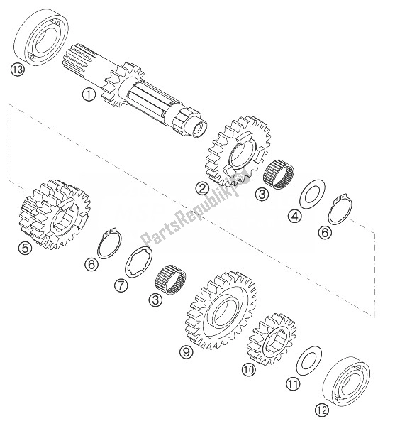 All parts for the Transmission I 6 Gears Racing of the KTM 450 EXC G Racing USA 2004