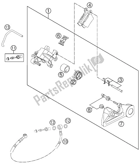 All parts for the Brake Caliper Rear of the KTM 250 XCF W SIX Days USA 2011