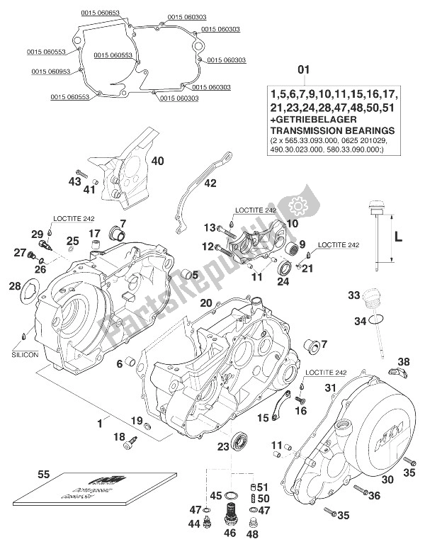 Toutes les pièces pour le Carter 400/640 Lce-e '98 du KTM 640 Duke E United Kingdom 1998