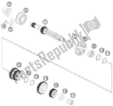 Toutes les pièces pour le Transmission I - Arbre Principal du KTM 125 Duke White ABS Europe 2013