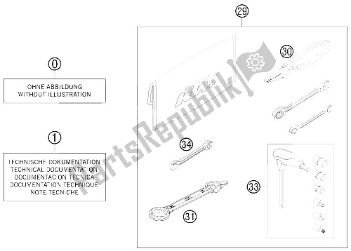 Alle onderdelen voor de Accessoireset van de KTM 125 SX USA 2015