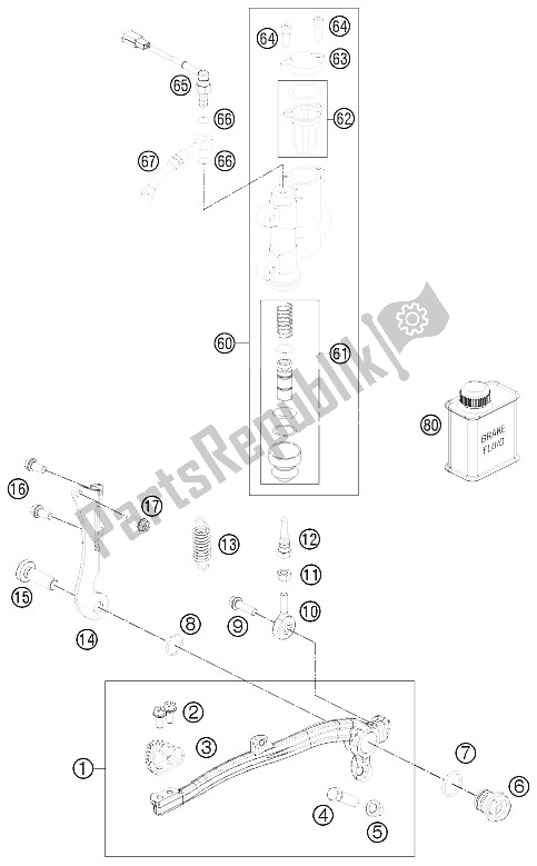 All parts for the Rear Brake Control of the KTM Freeride 250 R Australia 2015