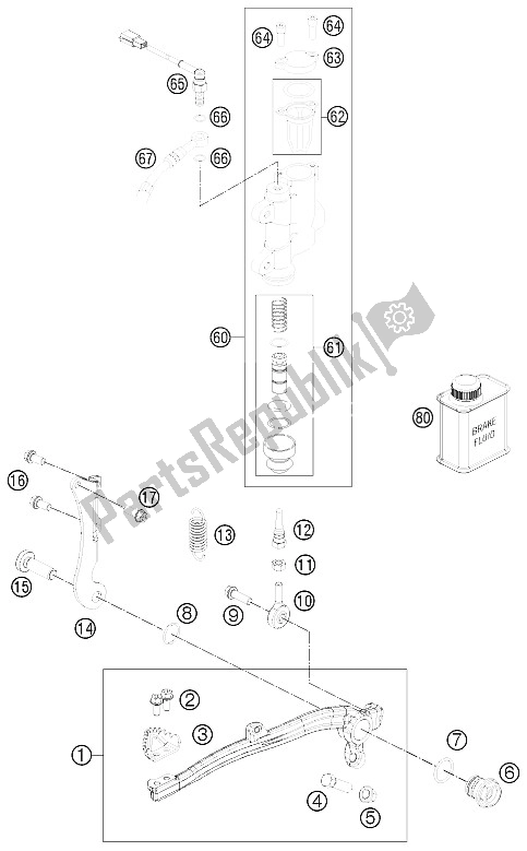 All parts for the Rear Brake Control of the KTM Freeride 350 Australia 2015