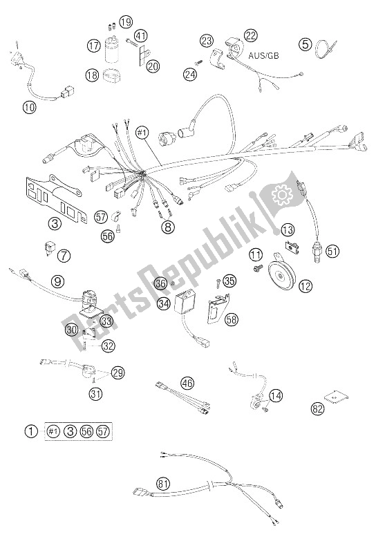 Todas las partes para Arnés De Cables 660 Smc de KTM 660 SMC Australia United Kingdom 2005