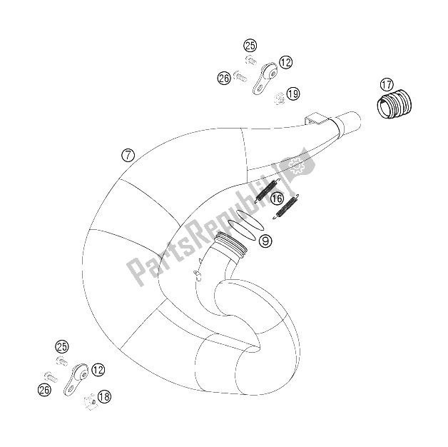 Todas as partes de Tubo De Escape do KTM 250 XC W South Africa 2006