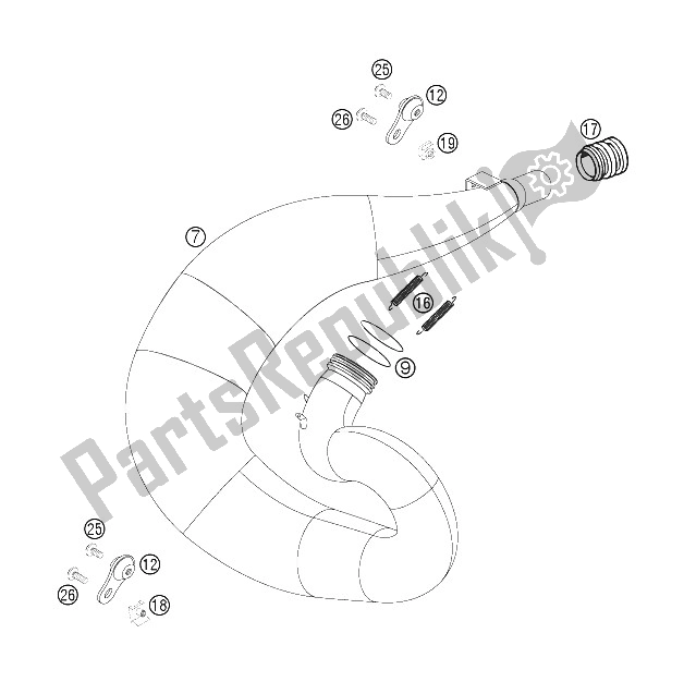 All parts for the Exhaust Pipe of the KTM 300 XC USA 2006