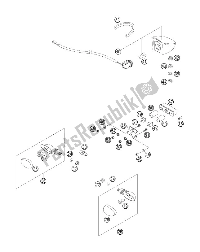 Tutte le parti per il Lampeggiatore, Luce Posteriore del KTM 640 Duke II Red Europe 2005