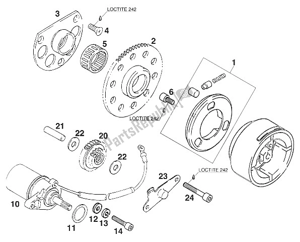 Tutte le parti per il Avviamento Elettrico Euro 125 '96 del KTM 125 LC2 80 Orange Europe 1997