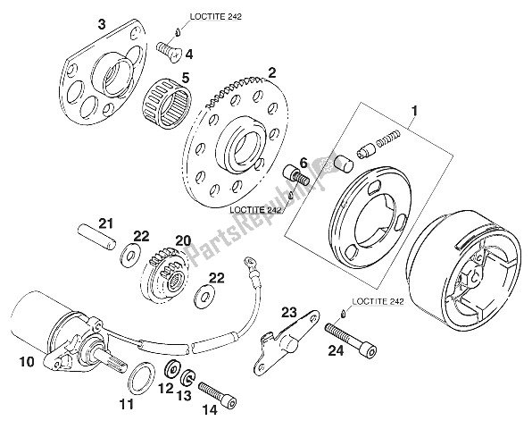 Alle onderdelen voor de Elektrische Starter Euro 125 '96 van de KTM 125 Sting 80 97 Europe 1997