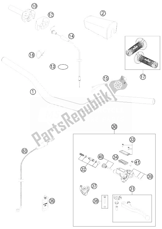 Todas as partes de Guiador, Controles do KTM 150 SX USA 2014