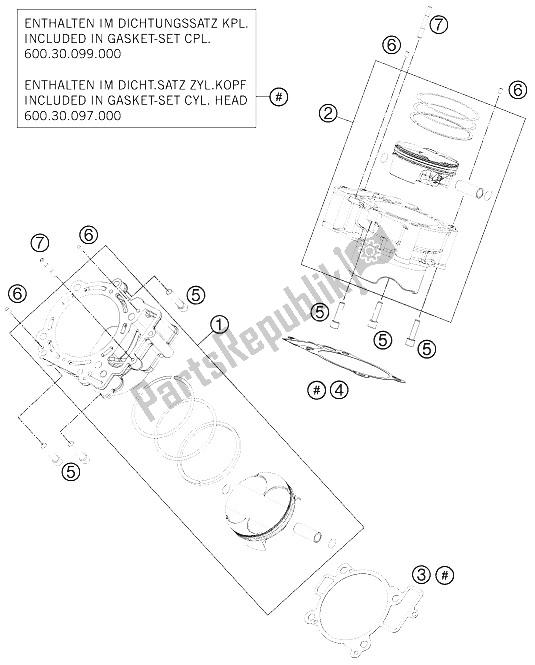 All parts for the Cylinder of the KTM 990 ADV White ABS Spec Edit Brazil 2011