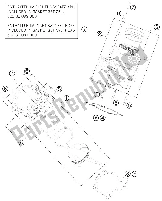 All parts for the Cylinder of the KTM 990 SM T Orange ABS Spec Edit Brazil 2011