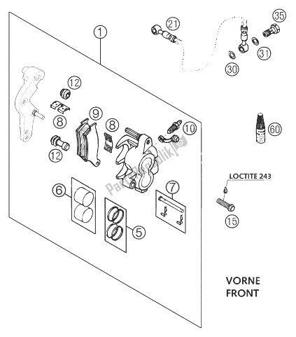 Tutte le parti per il Pinza Freno Anteriore Brembo del KTM 640 LC4 Enduro Orange 12L Europe 2003