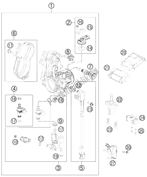 All parts for the Throttle Body of the KTM 350 SX F USA 2015