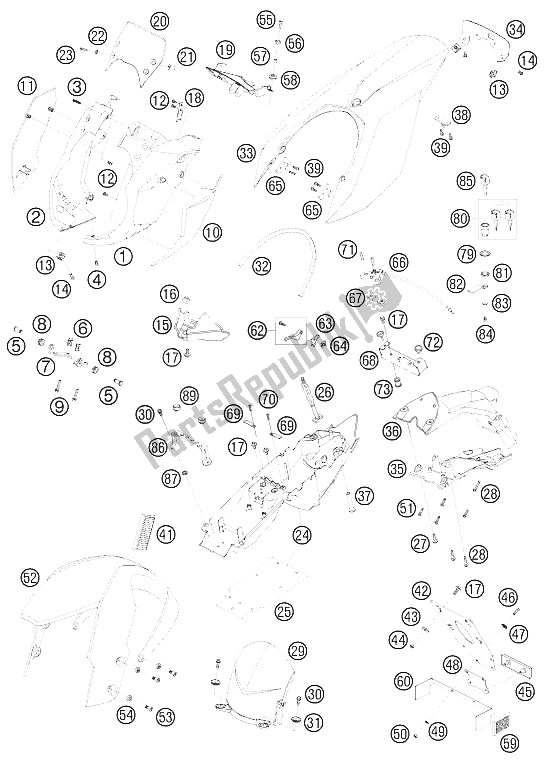 Toutes les pièces pour le Masque, Garde-boue du KTM 990 Super Duke R Australia United Kingdom 2009