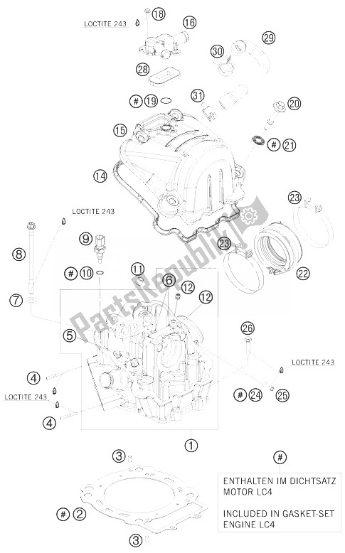 Todas las partes para Cabeza De Cilindro de KTM 690 Enduro R Australia United Kingdom 2010