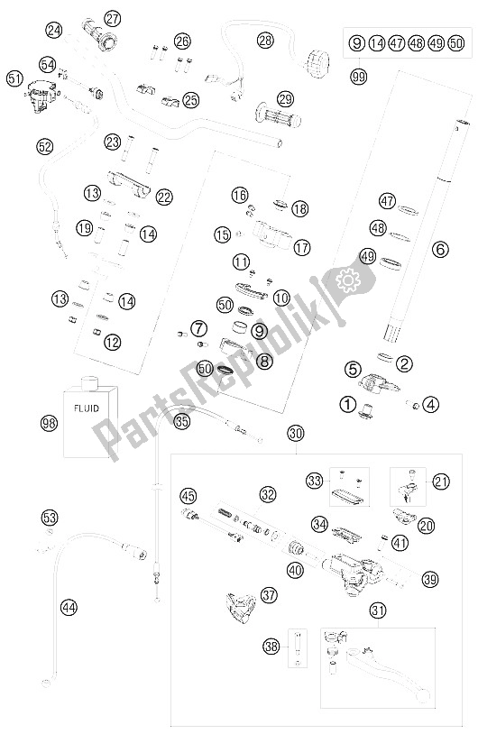 Todas las partes para Manillar, Controles de KTM 525 XC ATV Europe 2009