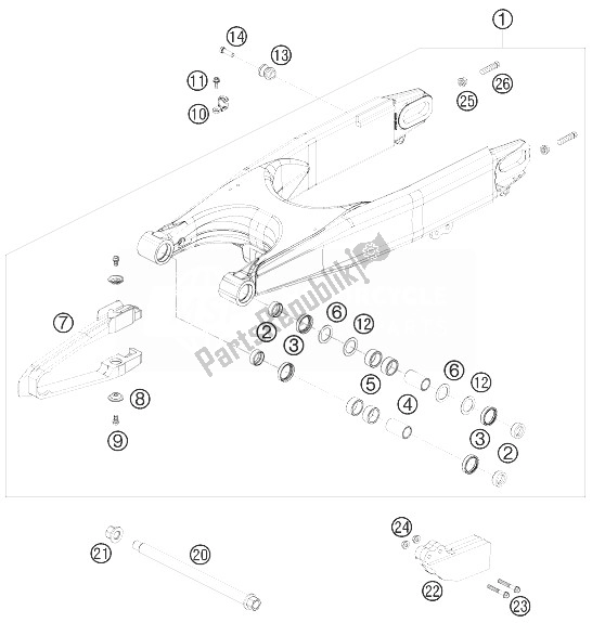 Todas las partes para Brazo Oscilante de KTM 690 Rally Factory Replica Europe 2007