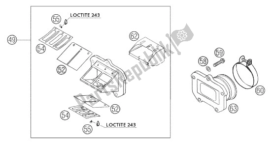 All parts for the Reed Valve Assy Cpl. 250/300 of the KTM 250 EXC Europe 2003