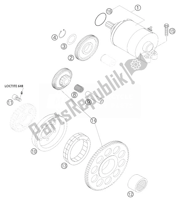 All parts for the Electric Starter 400 Exc of the KTM 400 EXC G Racing USA 2004