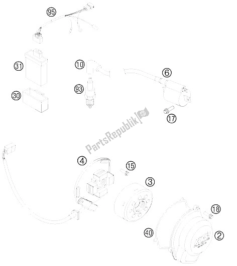 Wszystkie części do Sytem Zap? Onu KTM 85 SX 19 16 Europe 2012