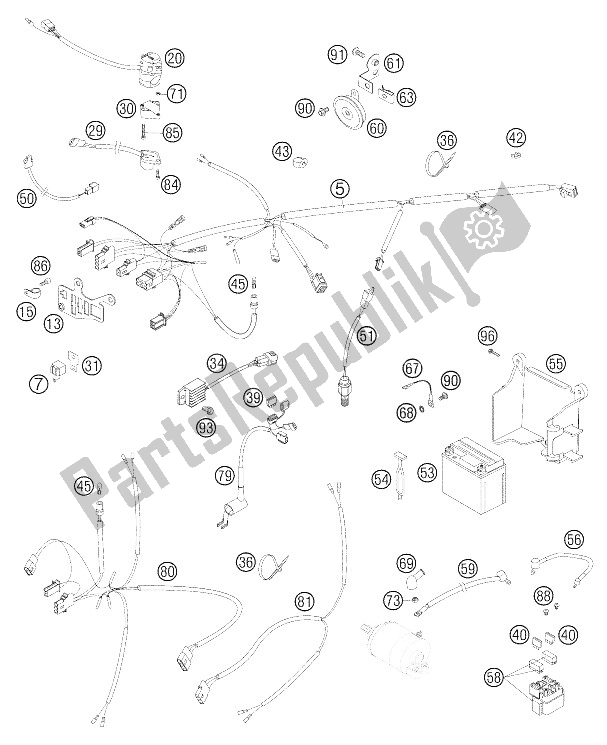 All parts for the Wire Harness Racing Eu, Aus of the KTM 250 EXC Racing Australia 2005