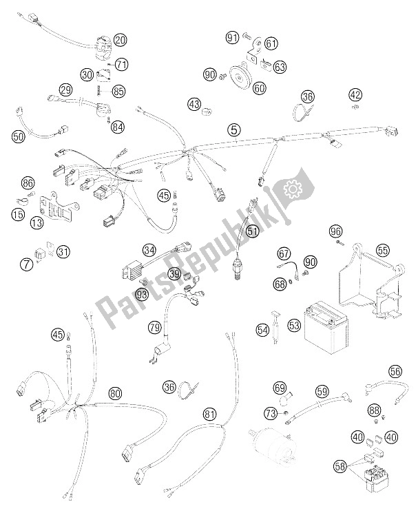 All parts for the Wire Harness Racing Eu, Aus of the KTM 400 EXC Racing Europe 2005