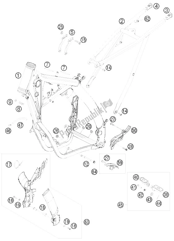 Tutte le parti per il Telaio del KTM 300 EXC E SIX Days Europe 2008