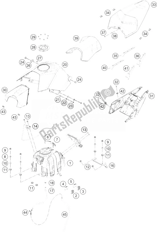 Wszystkie części do Zbiornik, Siedzenie, Pokrowce KTM RC 390 White ABS B D 14 Europe 2014