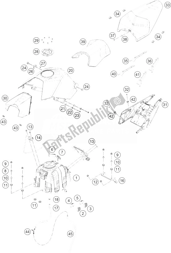 Tutte le parti per il Serbatoio, Sedile, Coperture del KTM RC 390 White ABS B D 14 Europe 2014