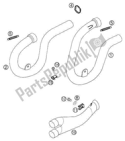 Tutte le parti per il Piega 400/520 Da Corsa del KTM 250 EXC Racing Australia 2002