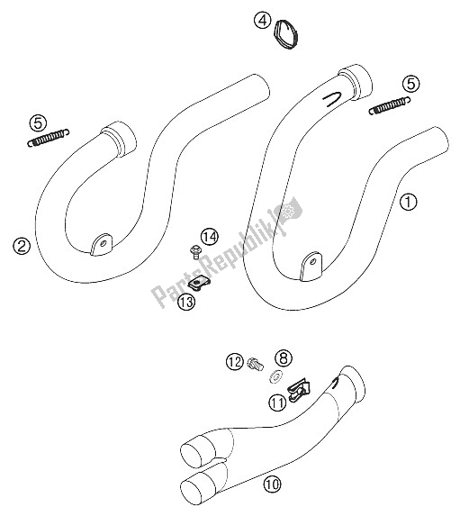 Tutte le parti per il Piega 400/520 Da Corsa del KTM 250 EXC Racing Europe 2001