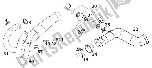 All parts for the Pipe Exhaust, Collector. Sc 2001 of the KTM 620 SC Europe 2001