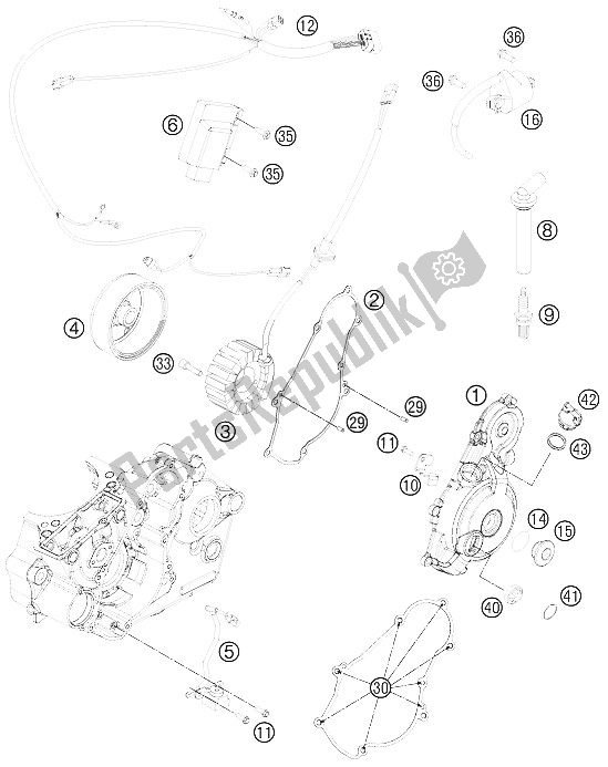 Alle onderdelen voor de Ontbrandingssysteem van de KTM 505 SX ATV Europe 2012