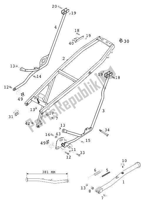 All parts for the Rear Frame 660 Rallye 2000 of the KTM 660 Rallye Europe 2000