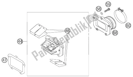 Alle onderdelen voor de Reed Ventielhuis van de KTM 125 SXS Europe 2007