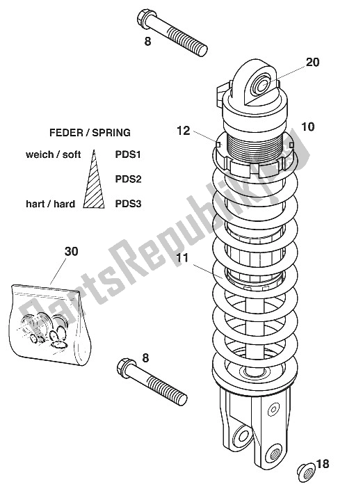 All parts for the Monoshock 125 Exe 2000 of the KTM 125 EXE 80 Europe 2000