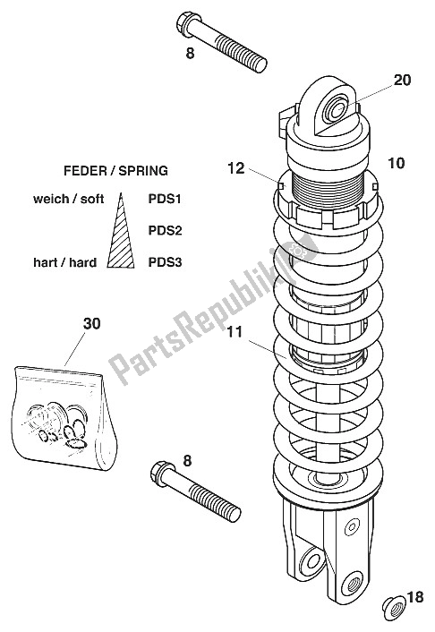 All parts for the Monoshock 250-380 '2000 of the KTM 380 SX USA 2000