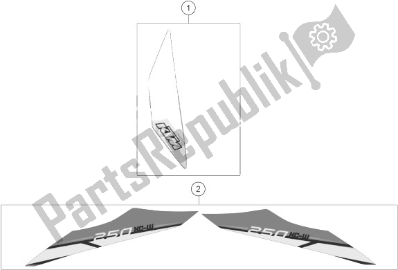 All parts for the Decal of the KTM 250 XC W USA 2014