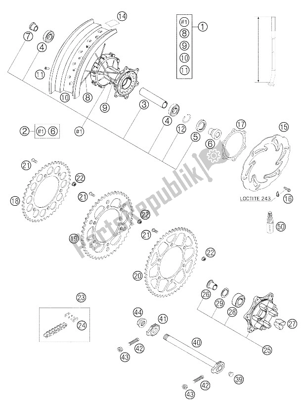 Tutte le parti per il Ruota Posteriore Con Ammortizzatore 640 Lc4 Sup del KTM 640 LC4 Supermoto Black United Kingdom 2005