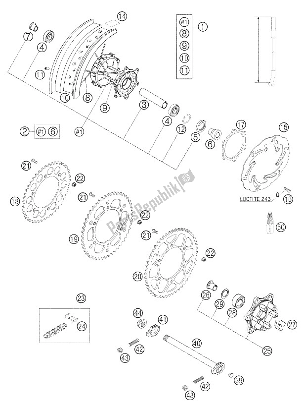 All parts for the Rear Wheel With Damper 640 Lc4 Sup of the KTM 640 LC4 Supermoto Orange Australia United Kingdom 2005