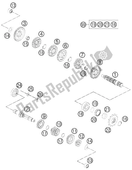 Toutes les pièces pour le Transmission du KTM 65 SX Europe 2015