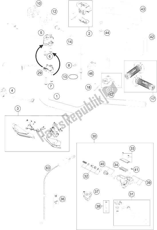 Toutes les pièces pour le Guidon, Commandes du KTM 200 EXC Europe 2016