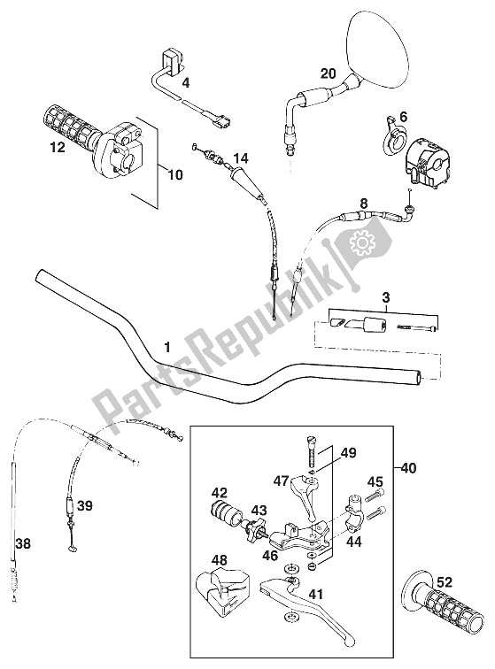 Tutte le parti per il Manubrio - Controlla Il Duke'94 del KTM 620 Duke 37 KW 94 Europe 1994