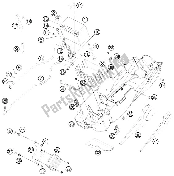 All parts for the Battery of the KTM 990 Superm T Orange ABS Europe 2012