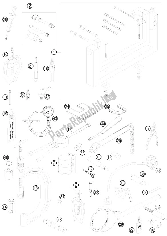 Alle onderdelen voor de Speciaal Gereedschap van de KTM 450 SX F Europe 2009