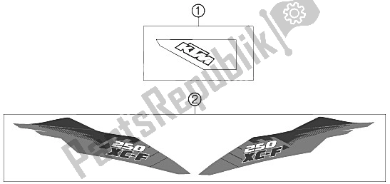 All parts for the Decal of the KTM 250 XC F USA 2012