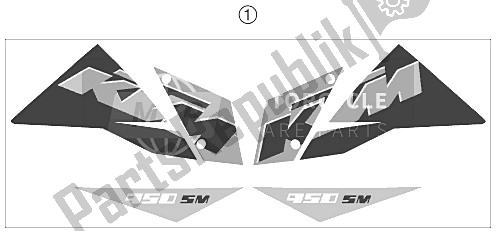 All parts for the Decal of the KTM 950 Supermoto Orange Europe 2006