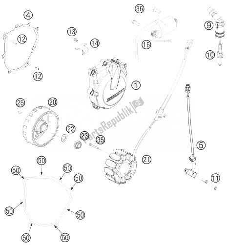 All parts for the Ignition System of the KTM 450 SX F Factory Edition USA 2014