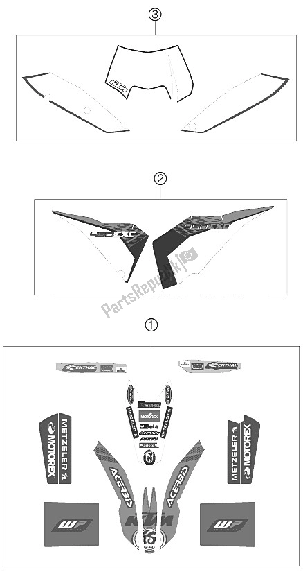 All parts for the Decal of the KTM 450 EXC Factory Edit Europe 2011